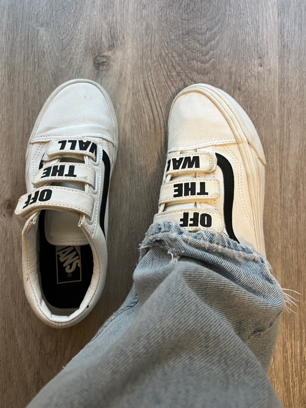 Vans White & Black Old Skool Velcro Strap Sneakers